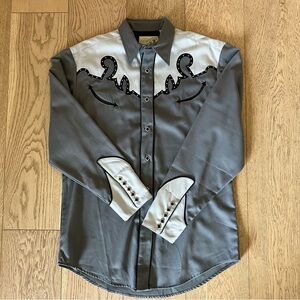Roper Vintage Classic Western Embroidered Studded Pearl Snap Shirt Mens L